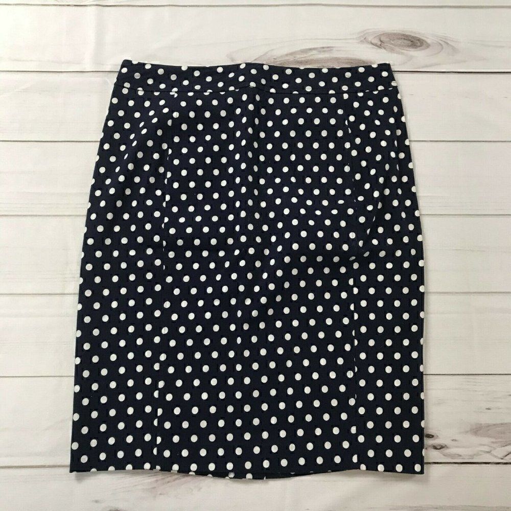 Pixley Womens Blue And White Polka Dot Straight Pencil Skirt Size Large